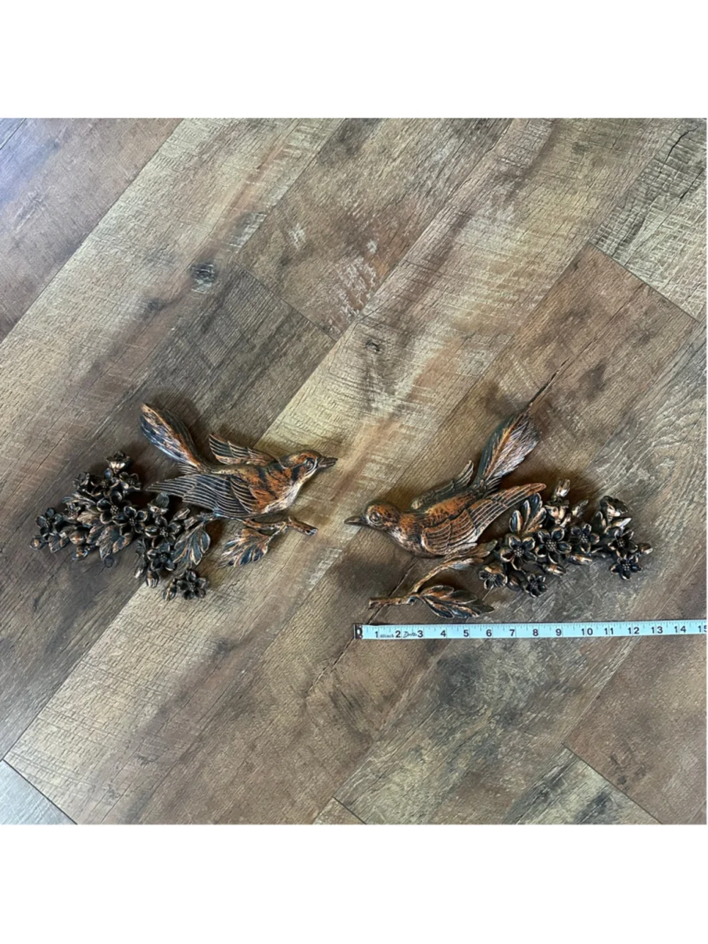 Vintage 1970s Coppercraft Guild Bird Wall Plaques Set of 2 Floral MCM Decor F26